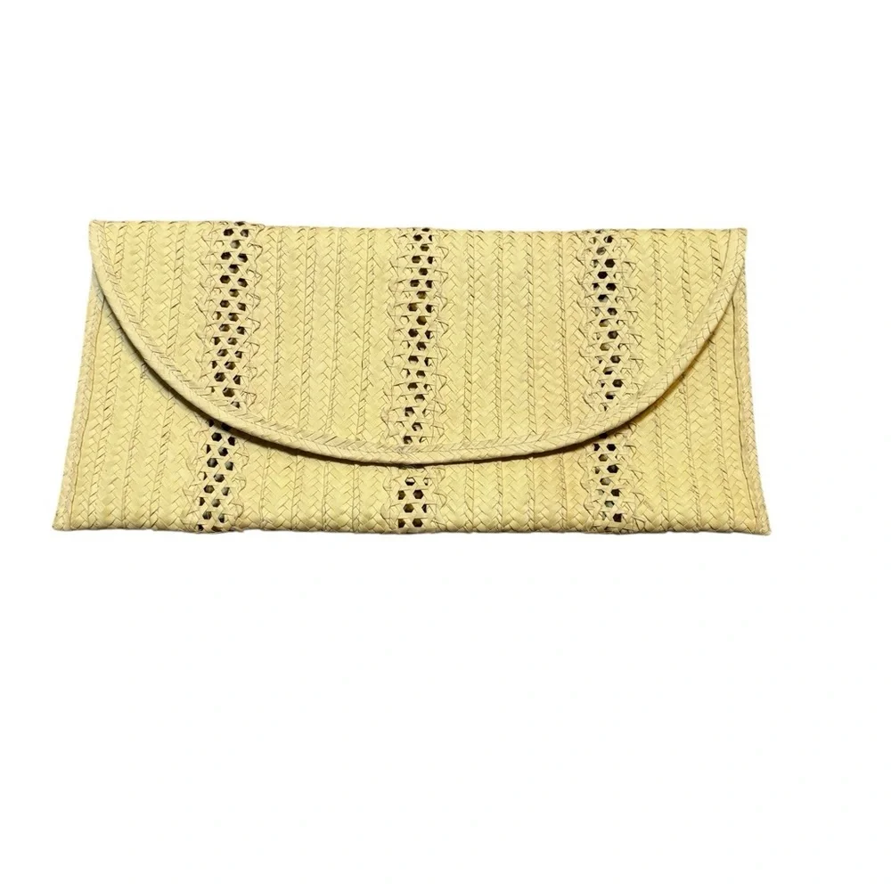 🌾 Vintage Woven Straw Envelope Clutch Purse Cream Neutral Boho‎ Summer Bag 🌾